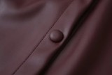 Women's Turndown Collar Button Pu Jacket Mini Skirt Two-Piece Set