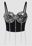 Sexy Sequin Tassel  Strap Club Vest Top