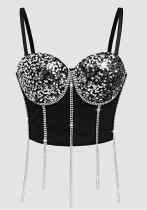 Sexy Sequin Tassel  Strap Club Vest Top