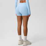 Women Solid Yoga Running Fitness Shorts