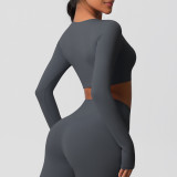 Women Long Sleeve Yoga Clothes with Chest Pads Pilates Running Sports Long Sleeve Top