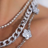 Women metal rhinestone necklace