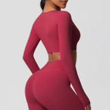 Women Long Sleeve Yoga Clothes with Chest Pads Pilates Running Sports Long Sleeve Top