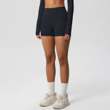Women Solid Yoga Running Fitness Shorts