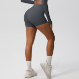 Women Solid Yoga Running Fitness Shorts