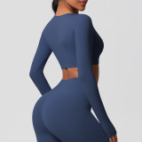 Women Long Sleeve Yoga Clothes with Chest Pads Pilates Running Sports Long Sleeve Top