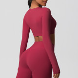 Women Long Sleeve Yoga Clothes with Chest Pads Pilates Running Sports Long Sleeve Top