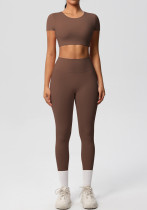 Women short sleeve sports yoga clothes running fitness Two Piece Set Women short sleeve sports yoga clothes running fitness Two Piece Set