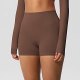 Women Solid Yoga Running Fitness Shorts