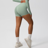 Women Solid Yoga Running Fitness Shorts