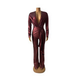 Women Sexy V-Neck Long Sleeve Party Jumpsuit