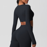 Women Long Sleeve Yoga Clothes with Chest Pads Pilates Running Sports Long Sleeve Top