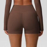 Women Solid Yoga Running Fitness Shorts