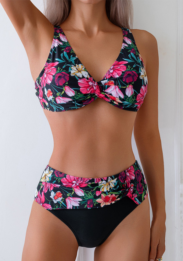 Women sexy printed two pieces bikini swimsuit