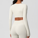 Women Long Sleeve Yoga Clothes with Chest Pads Pilates Running Sports Long Sleeve Top