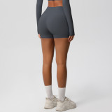 Women Solid Yoga Running Fitness Shorts