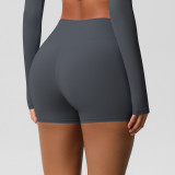 Women Solid Yoga Running Fitness Shorts