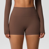 Women Solid Yoga Running Fitness Shorts