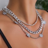 Women metal rhinestone necklace