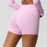 Women Solid Yoga Running Fitness Shorts