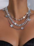 Women metal rhinestone necklace