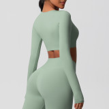 Women Long Sleeve Yoga Clothes with Chest Pads Pilates Running Sports Long Sleeve Top