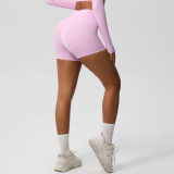 Women Solid Yoga Running Fitness Shorts