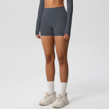 Women Solid Yoga Running Fitness Shorts