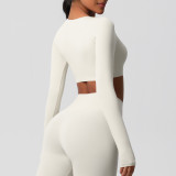 Women Long Sleeve Yoga Clothes with Chest Pads Pilates Running Sports Long Sleeve Top