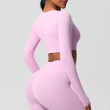 Women Long Sleeve Yoga Clothes with Chest Pads Pilates Running Sports Long Sleeve Top