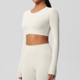 Women Long Sleeve Yoga Clothes with Chest Pads Pilates Running Sports Long Sleeve Top