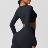 Women Long Sleeve Yoga Clothes with Chest Pads Pilates Running Sports Long Sleeve Top