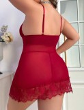 Women Plus Size Lace See-Through Bodycon Dress Sexy Lingerie