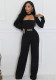 Women Sexy Off Shoulder Long Sleeve Metal Button Jumpsuit
