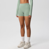 Women Solid Yoga Running Fitness Shorts