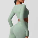 Women Long Sleeve Yoga Clothes with Chest Pads Pilates Running Sports Long Sleeve Top