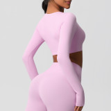 Women Long Sleeve Yoga Clothes with Chest Pads Pilates Running Sports Long Sleeve Top