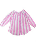 Plus Size Women striped print long-sleeved Top and shorts Two Piece Set