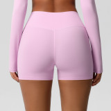 Women Solid Yoga Running Fitness Shorts