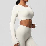 Women Long Sleeve Yoga Clothes with Chest Pads Pilates Running Sports Long Sleeve Top