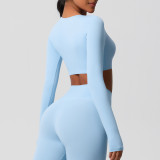 Women Long Sleeve Yoga Clothes with Chest Pads Pilates Running Sports Long Sleeve Top