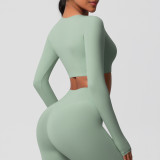 Women Long Sleeve Yoga Clothes with Chest Pads Pilates Running Sports Long Sleeve Top