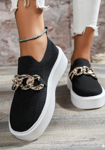 Women Thick-soled Chain Loafers