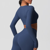 Women Long Sleeve Yoga Clothes with Chest Pads Pilates Running Sports Long Sleeve Top