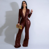 Women Sexy V-Neck Long Sleeve Party Jumpsuit