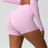 Women Solid Yoga Running Fitness Shorts