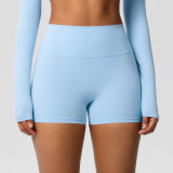 Women Solid Yoga Running Fitness Shorts