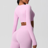 Women Long Sleeve Yoga Clothes with Chest Pads Pilates Running Sports Long Sleeve Top