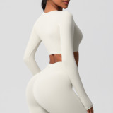 Women Long Sleeve Yoga Clothes with Chest Pads Pilates Running Sports Long Sleeve Top