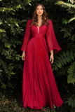Women Sexy Deep V Long Sleeve Dress